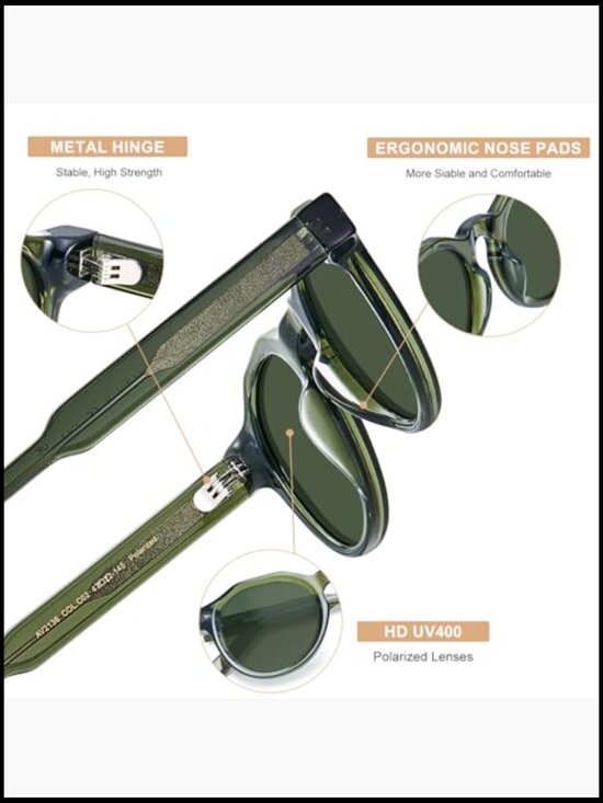Retro Italian Acetate Polarized Round Sunglasses for Small Faces main image 3